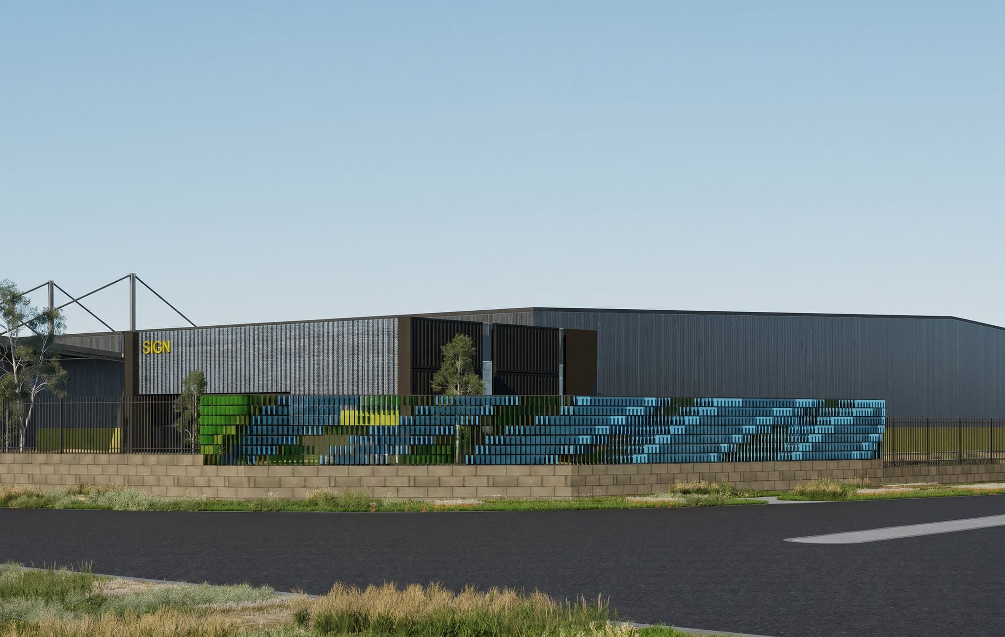 Cascading - Kenwick Warehouse — Integrated fence artwork, Kenwick, WA