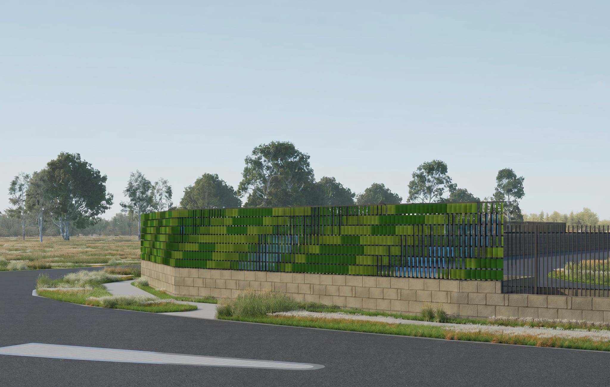 Cascading - Kenwick Warehouse — Integrated fence artwork, Kenwick, WA