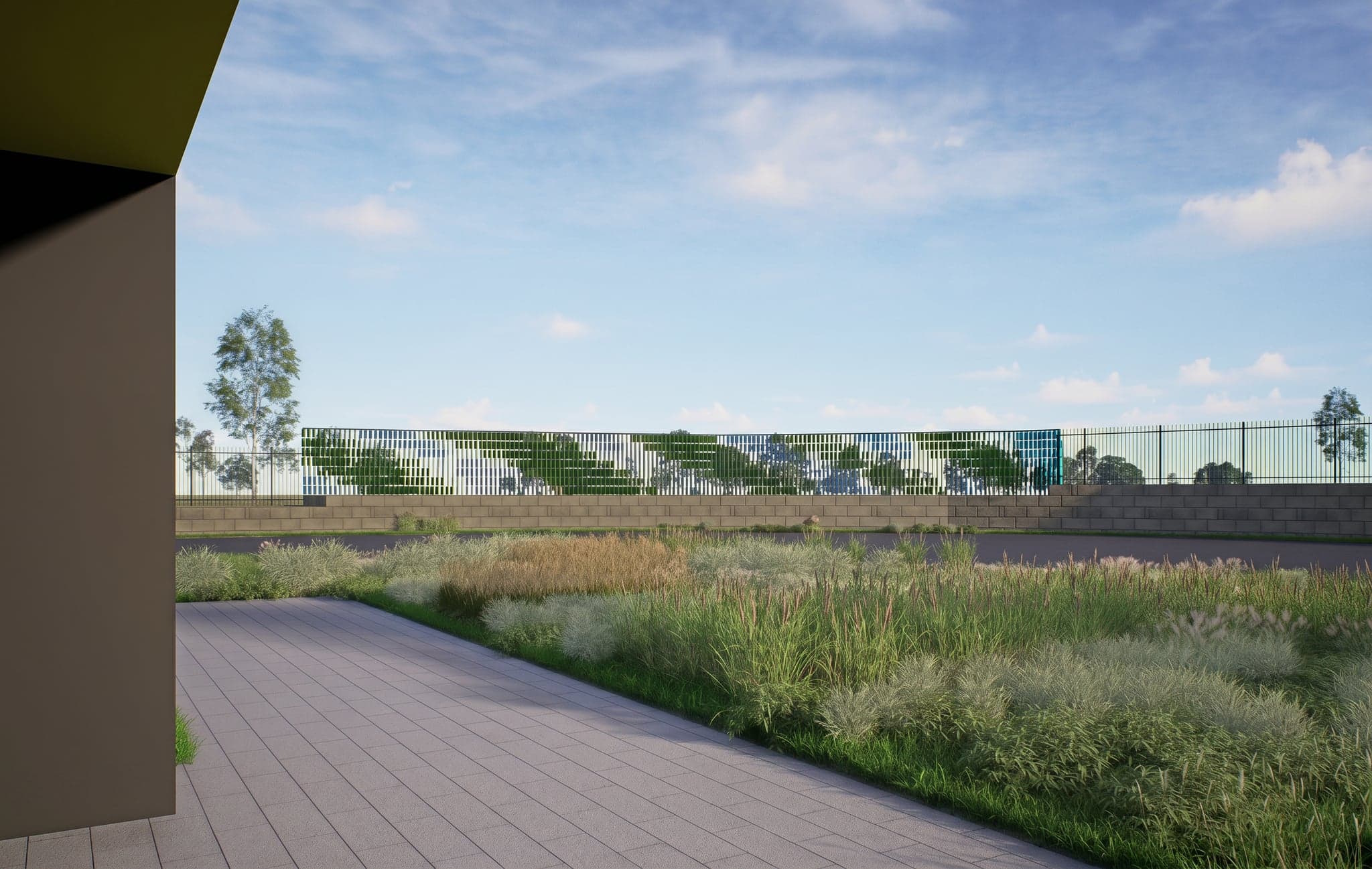 Cascading - Kenwick Warehouse — Integrated fence artwork, Kenwick, WA
