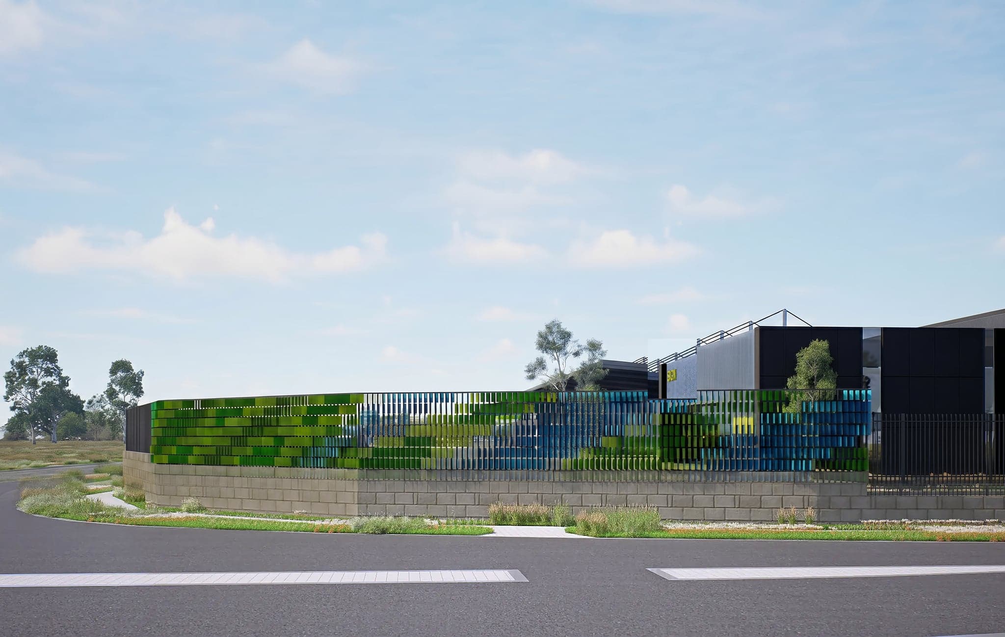 Cascading - Kenwick Warehouse — Integrated fence artwork, Kenwick, WA