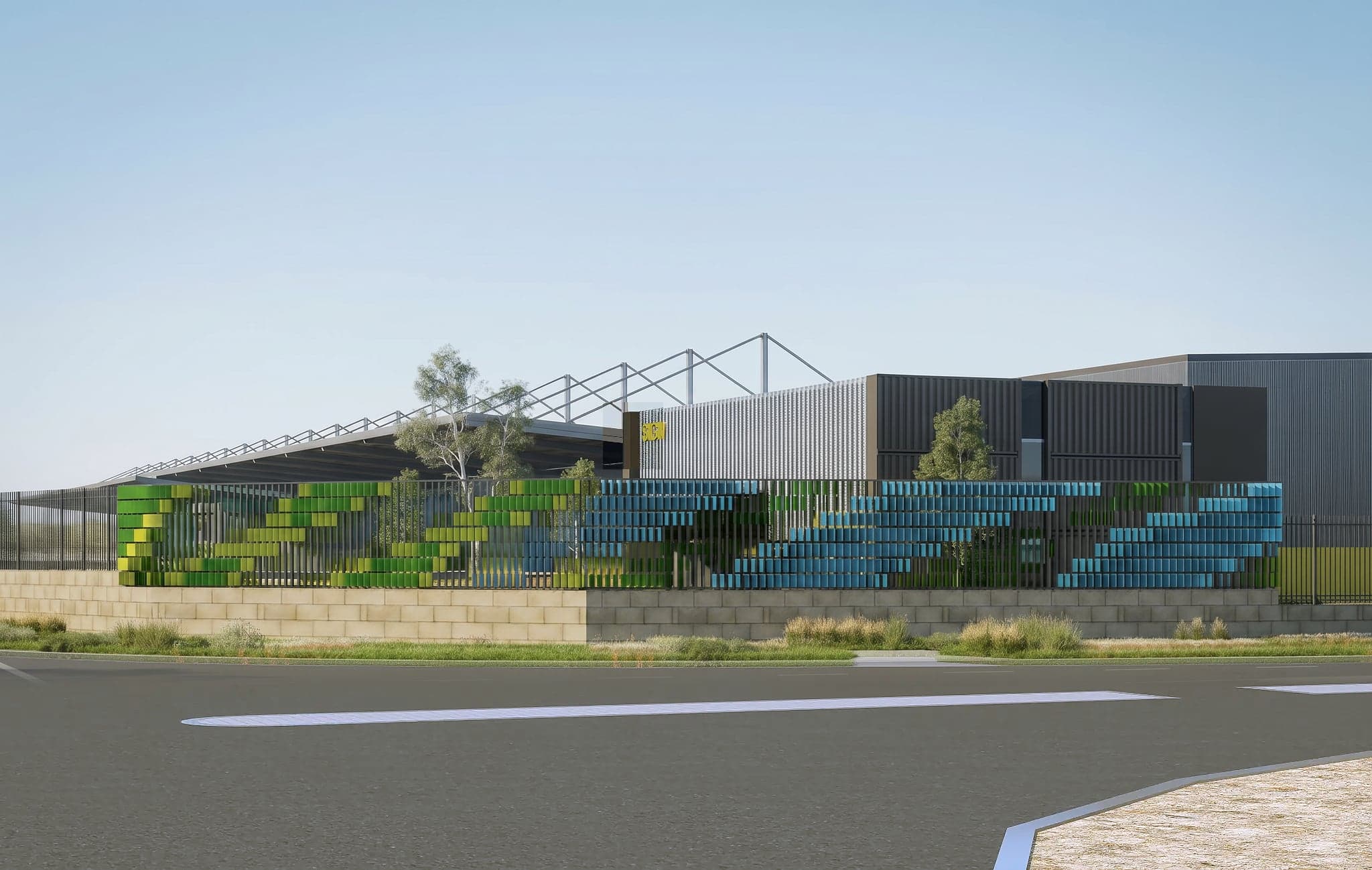 Cascading - Kenwick Warehouse — Integrated fence artwork, Kenwick, WA
