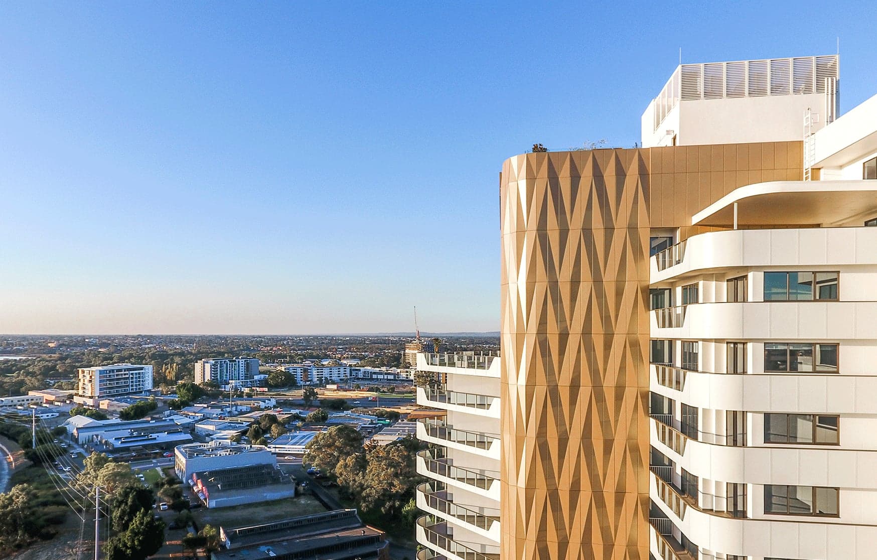 Folding Light — Artwork Facade, The Crest Apartments, Burswood