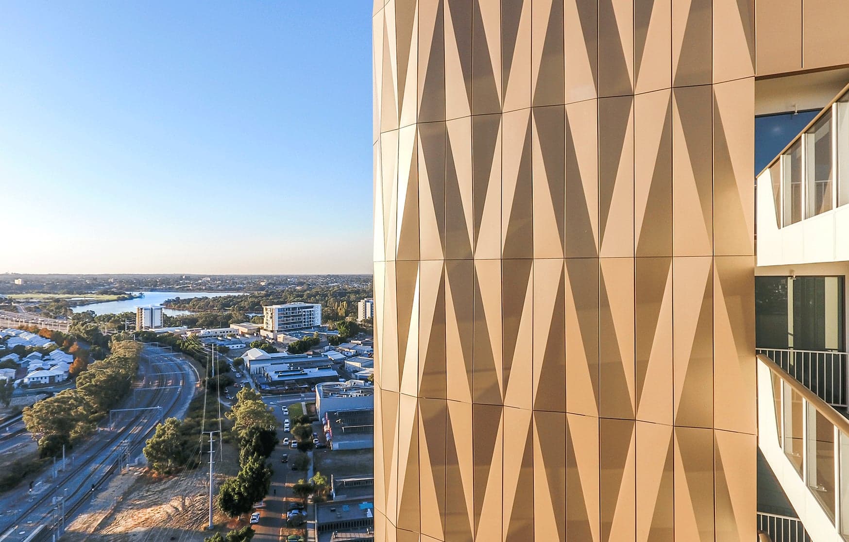 Folding Light — Artwork Facade, The Crest Apartments, Burswood