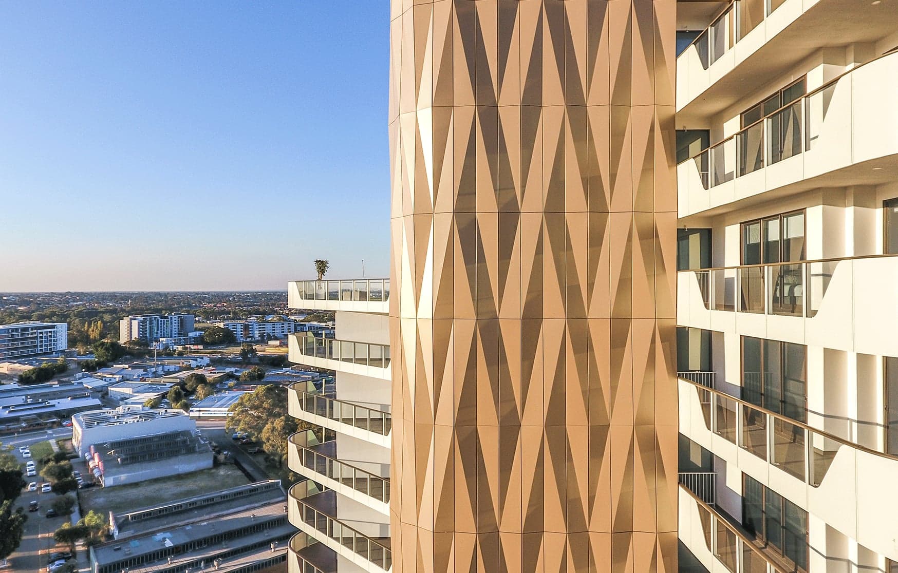 Folding Light — Artwork Facade, The Crest Apartments, Burswood