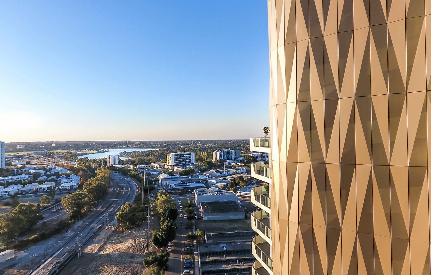 Folding Light — Artwork Facade, The Crest Apartments, Burswood